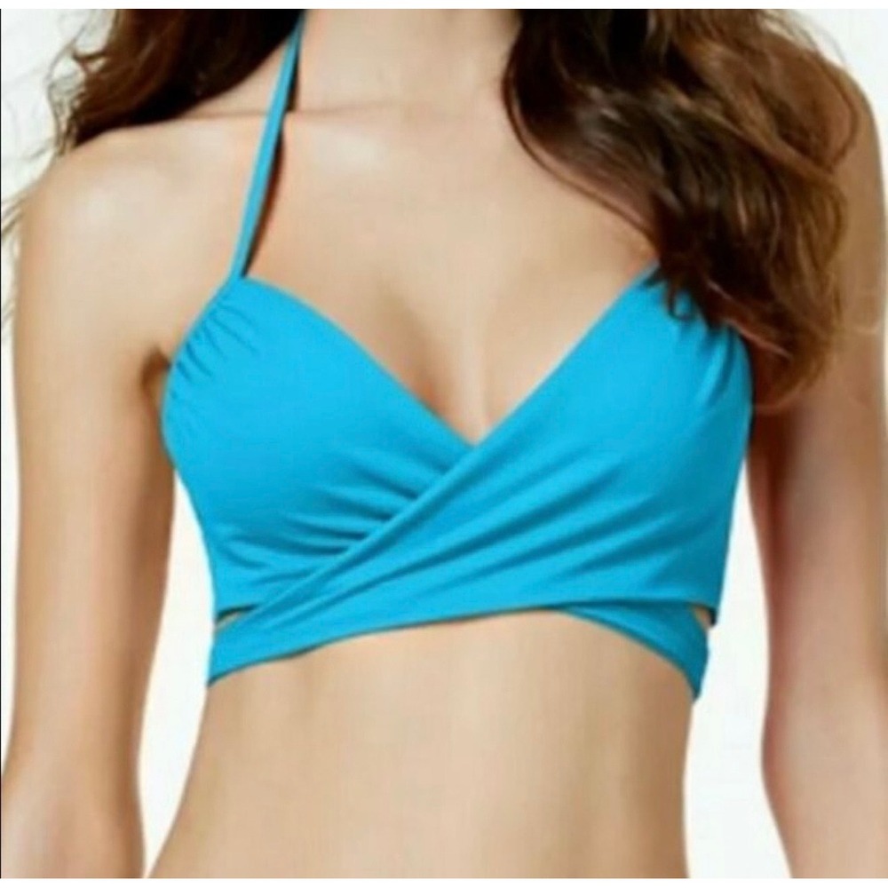 NWT Sundazed Simone Blue Halter Wrap Underwire Bikini Top 36C F17003